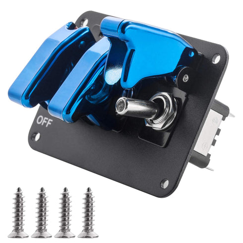 Toggle Switch Panel,Universal Car 12V Ignition Switch 3 Row Blue Plating Cover Anodized Surface Panel Toggle Switch for Racing Sport Competitive C...
