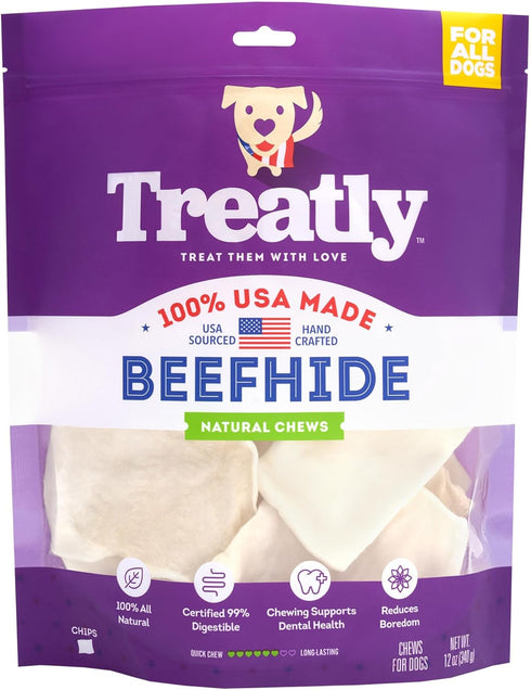 USA Beefhide Chips Dog Chew Treats - Natural Flavor, 12oz/1 Pack...