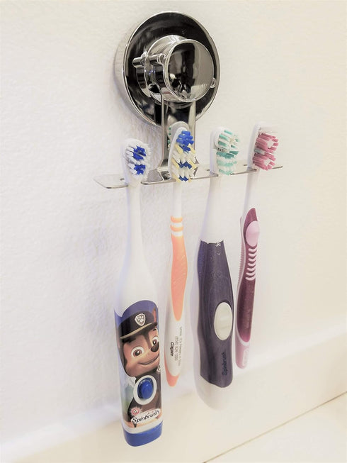 SIMPLELIFE Suction Cup, Mirror, Tile, Wall Mounted, Toothbrush Holder for Bathroom, Does NOT Fall Bathroom Organizer...