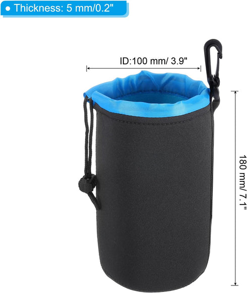 PATIKIL Camera Lens Bag, 2 Pcs 3.9" IDx7.1 H Drawstring Lens Pouch with Thick Protective Neoprene, Lens Case for DSLR Camera Lens, Water Coffee Cu...
