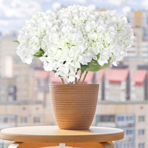 5 Pcs Artificial Silk Hydrangeas Flowers 18'' Bouquet Arrangement, for Home Decor, Wedding, Office, Room, Hotel, Event, Party Decoration (White)...