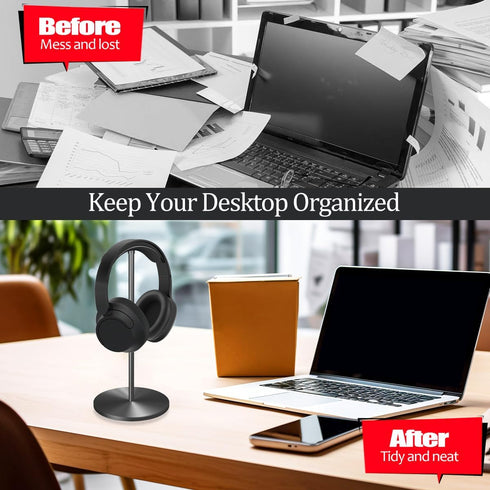 Headphone Holder Stand for Desk, Gaming Headset Stand with Solid Heavy Base, Hook for All Headphone Sizes, Gaming Desk Accessories, Easy to Instal...
