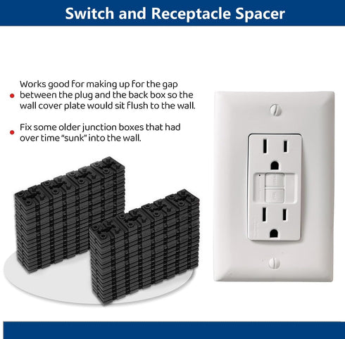 Switch and Receptacle Spacer Outlet Spacers for Electrical Box, 100pcs Electrical Outlet Spacers Shims Socket Electrical Box Extender Outlet Space...