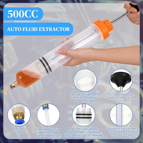 500CC Automotive Fluid Extractor Pump 500CC Fluid Extractor Manual Fluid Extractor Oil Extractor Pump Syringe Pump for Gasoline Hand Cleaner for P...