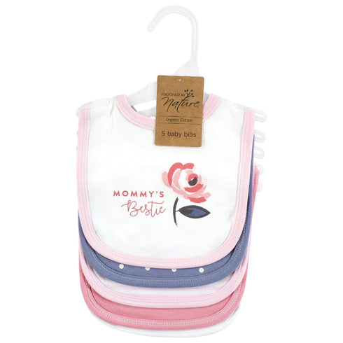 Touched by Nature Unisex Baby Organic Cotton Bibs, Bubblegum Floral, One Size...