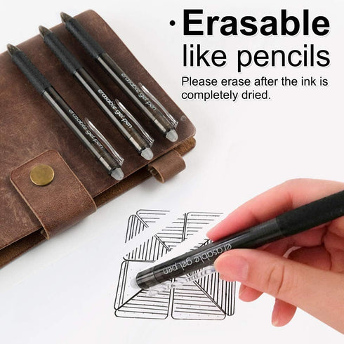 Vanstek 18 Black Retractable Erasable Gel Pens Clicker, Fine Point(0.7), Make Mistakes Disappear, Premium Comfort Grip, Black Ink for Planners, No...