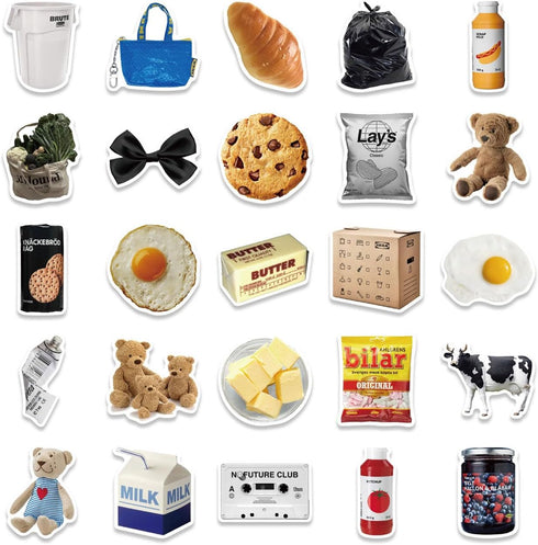 50PCS Ins Dessert Stickers, Ice Cream Cookies Food Vsco Aesthetic Boho Stickers, Vinyl Scrapbook Sticker Pack for Junk Journal Water Bottles Lapto...