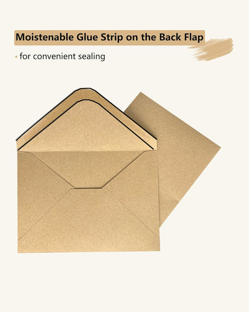 50 Pcs A7 Envelopes for Invitations, 5.25 x 7.25 Inches Kraft Envelopes for 5 x 7 Cards, Wedding, Baby Shower, Greeting, Graduation, Birthday Part...