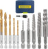 11 Pieces Screw Extractor Set, Metric Easy Out Bolt Extractor Set, Reverse Drill Bit Extractor Set for Removing Broken Screws, Bolts, and Studs...