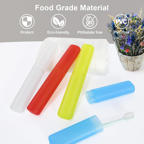 4 Pack Portable Travel Toothbrush Case, Transparent Breathable Plastic Toothbrush Holder for Home, Travel, Business, Camping, School...