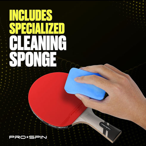 PRO SPIN Ping Pong Paddle Cleaner - Table Tennis Rubber Cleaning Kit - 200ml Rubber Cleaner & Sponge Included | Eliminate Dirt & Dust | Optimal Sp...
