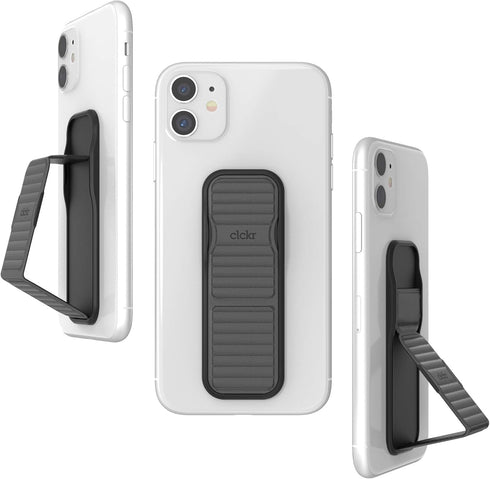 CLCKR Cell Phone Grip and Expanding Stand, Universal Phone Grip Holder for iPhone 15 Pro, Pro Max, Plus, 14 & 13 Models, Samsung Phones, Tablets a...