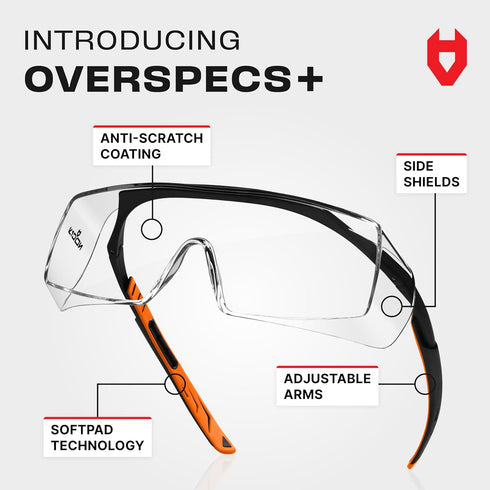 NoCry Safety Glasses Over Eyeglasses with Anti Scratch Lenses - 100% UV Protective Eyewear Over Glasses - ANSI Z87 & OSHA Certified Lab Safety Gog...