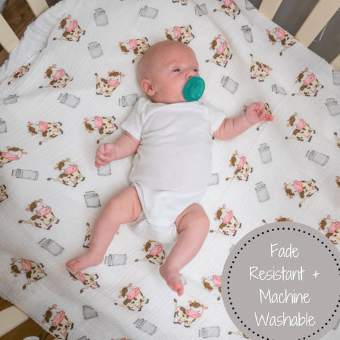 Swaddle Blanket | 100% Muslin Cotton | Gender Neutral Newborn and Baby Nursery Essentials for Girls and Boys, Registry | Cow Print...