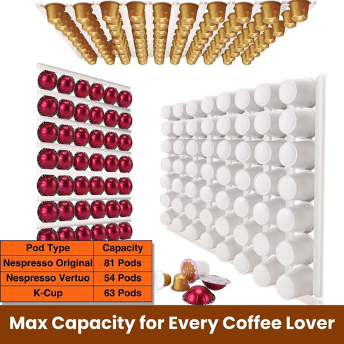 Coffee Pod Holder, K Cup Holders for Counter,10 PCS Coffee Pods Storage/Organizer,Wall Mount Coffee Pod Holder with Adhesives,Under Cabinets-White...