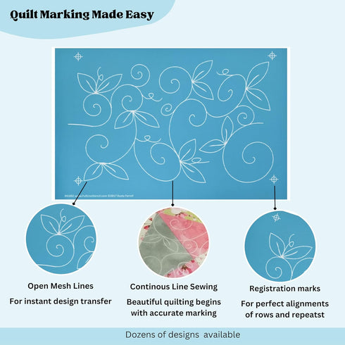 Whimsical Garden - Edge to Edge Stencil, Continuous Line Template for Free Motion Quilting, Domestic Machine Quilting, Hand Quilting, Long-Arm Qui...