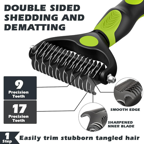 3PCS Dog Brush I Dog Brush for Shedding I Deshedding Dog Brush I Dog Bath Brush I Slicker Brush For Dogs I Dog Comb I Premium Pet Supplies (Green ...