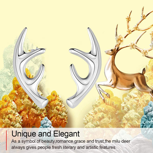 Jewever 925 Sterling Silver Deer Antlers Stud Earrings Women Jewelry...