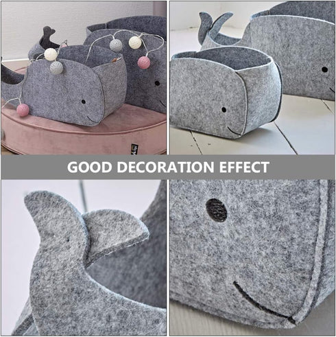 STOBOK Felt Storage Bin, Whale Shaped Storage Basket Fabric Foldable Storage Bin Sundries Organizer Toy Storage Bin for Home Nursery Toys Containe...