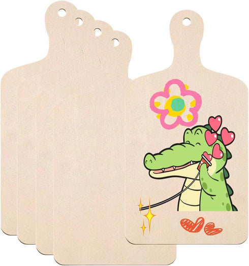5 Pack Unfinished Wood Cutting Board 11.8"L x 6.3"W, 2.5mm Wooden Paddle Cheese Bread Board Set Chopping Board Serving Tray for Craft...