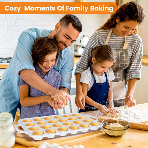Muffin Pans With Metal Reinforced Frame - 24-Cups Durable Silicone Baking Pan for Muffins, Cupcakes, BPA Free and Dishwasher Safe - White with Cof...