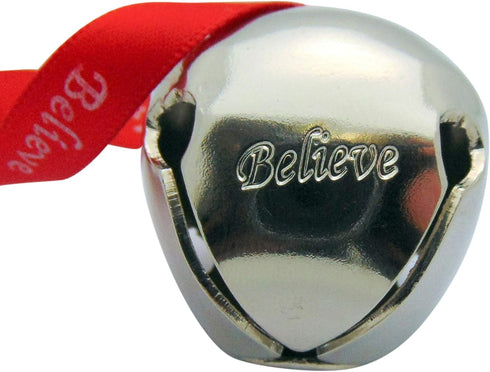 Westmon Works Believe Bell Ornament in Grey for Christmas Tree on Ribbon with Bag...