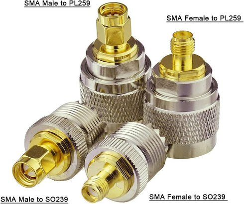 Superbat UHF to SMA Adapter, UHF Male/Fmale (PL259/SO239) to SMA Male/Female Connector RF Coax Coaxial Adapter Kit...
