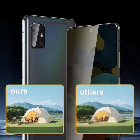 3 Pack Privacy Screen Protector for Samsung Galaxy A51 With 3 Pack Camera Lens Protector, Anti Spy Tempered Glass 9H Hardness, Black Protector Ant...