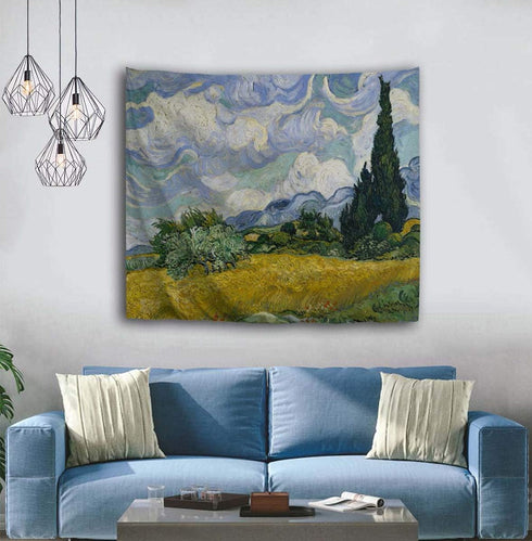 Tapestry Wheat Field Cypresses Tapestry Wall Hanging Home Decor for Living Room Bedroom Dorm Room 80 x 60 inches...