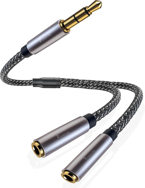 Ruaeoda Headphone Splitter 3.5mm Splitter Audio Stereo Y AUX Splitter Extension Cable Male to Female Dual Headphone Jack Adapter for Earphone Head...