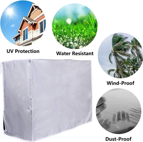 Air Conditioner Cover, Outdoor Rectangle Anti-Snow Waterproof Home Use - Silver (Size: 37x15.7x28.7inch)...