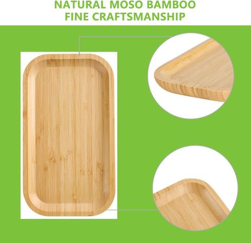 9.84" Small Bamboo Vanity Tray, Bathroom Tray Countertop Organizer Tray for Candle Perfume Soap Dispenser Jewelry Keys, Moso Bamboo...