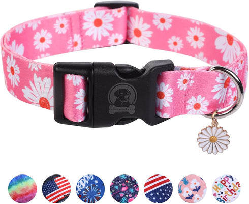 MR. CHUBBYFACE Flower Daisy Dog Collar Spring Floral Soft Adjustable Pet Boy Girl Collar for Small Medium Large Dogs...
