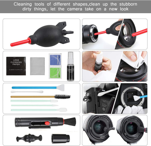 17-in-1 Camera Cleaning Kit for DSLR Cameras (Canon, Nikon,Sony), with Air Blower/Cleaning Pen/Detergent/Cleaning Cloth/Lens Brush/Carry Case...