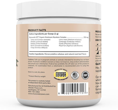Immune Support Mushroom Powder for Dogs – Organic Mushroom Complex for Immunity, Cognition, Cellular Health, Longevity - With Turkey Tail Mushroom...