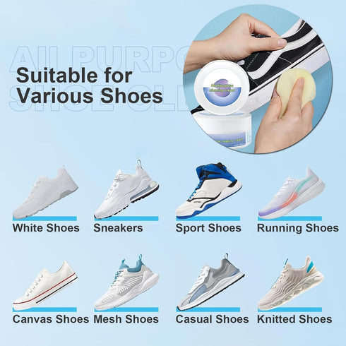 Multi-Functional White Shoe Cleaning Cream with Wiping Sponge All-Purpose Cleaning Paste for Sports Shoes Sneakers Boots Canvas Shoes Leather Shoe...