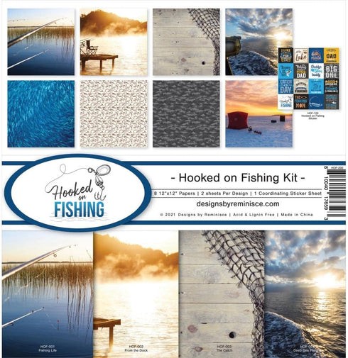 Reminisce Hooked on Fishing Collection Scrapbook and Card Kit, White...