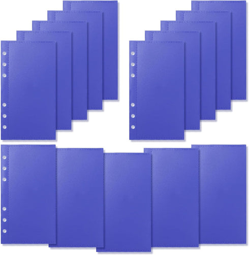 A6 Blue Cash Envelope, 2 Sets 6 Hole Budget Loose Leaf Binder Pockets Index Envelopes for Budgeting Money Saving (3 Set, 15 Pockets)...