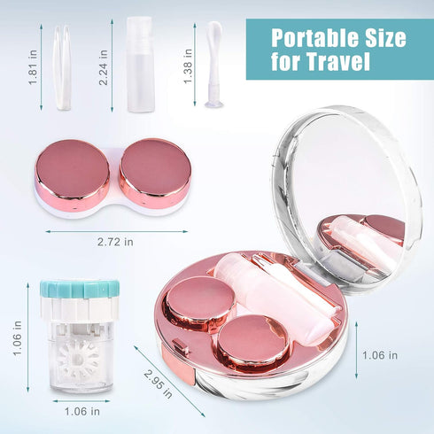 Contact Lens Travel Kit with Cleaner Washer, Portable Contact Box with Mirror Tweezers Remover Tool Solution Bottle for Daily Outdoor...