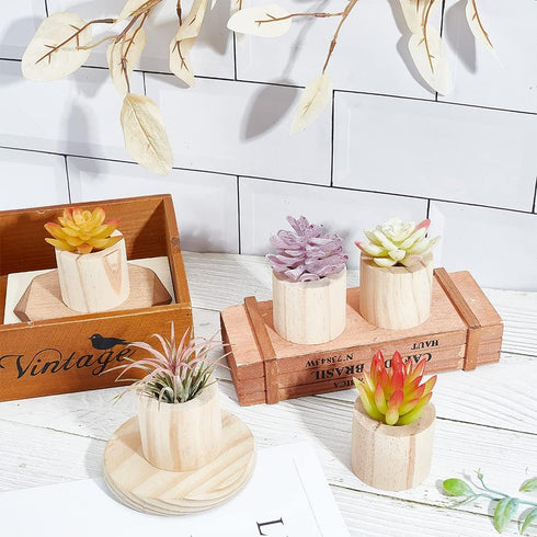 AHANDMAKER 6 Pcs Air Plants Holders, Wood Airplant Holder, Rustic Style Air Plant Container Tillandsia Holder, Air Plant Pots for Displaying Small...