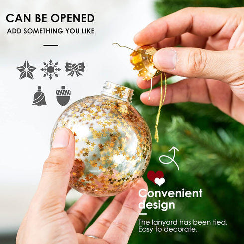 Christmas Ornaments Ball Set-Shatterproof Clear Plastic Decorative Baubles for Xmas Tree House Holiday Wedding Party Decoration,20pcs Gold...