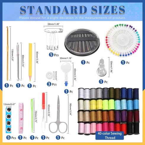 Glarks 132Pcs Sewing Kit, Multifunctional Sewing Supplies Repair Kit with Thread, Sewing Needles, Pins, Scissors, Thimble, Tape Measure, Buttons, ...