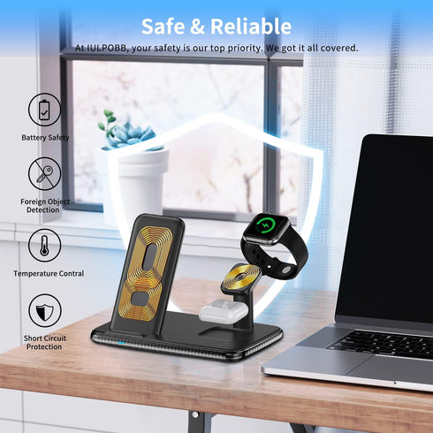 3 in 1 Charging Station for Multiple Devices Apple,Wireless Charging Station for iPhone Series,Apple Charging Station Dock for Apple Watch SE/7/6/...