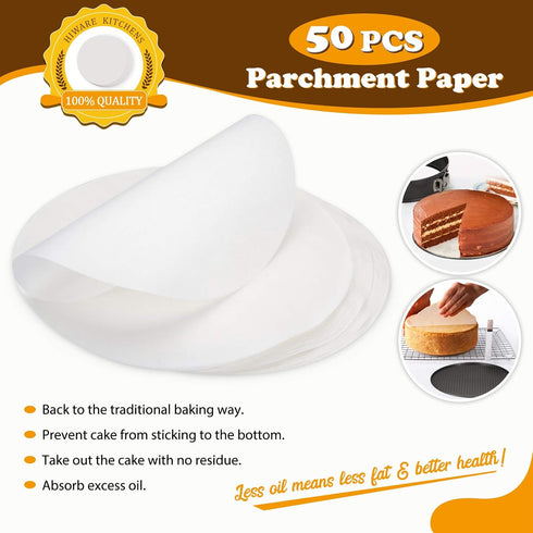 HIWARE 8 Inch Non-stick Springform Pan with Removable Bottom - Leakproof Cheesecake Pan with 50 Pcs Parchment Paper...