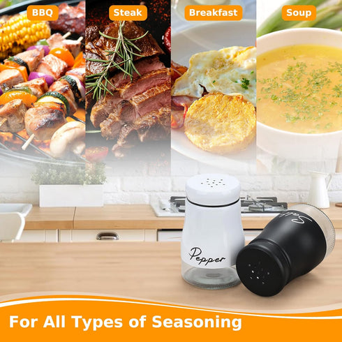 Accmor Salt and Pepper Shakers Set, 5oz Stainless Steel Salt and Pepper Shakers Seasoning Container with Glass Bottom for Home Cooking Restaurants...