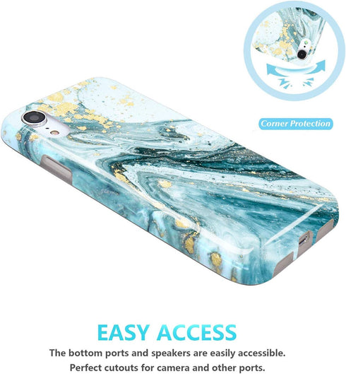 JIAXIUFEN Compatible with XR Case Gold Sparkle Glitter Marble Slim Shockproof Flexible Bumper TPU Soft Case Rubber Silicone Cover Phone Case for X...