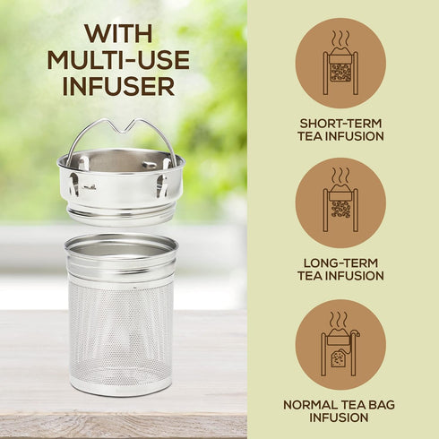 LeafLife Premium Bamboo Tea Bottle for Loose Tea - Tea Infuser Bottle - Tea Gifts - Insulated Water Bottle/Coffee Tumbler/Tea - Tea Gift Set, Tea ...