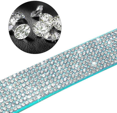 Rhinestone Dog Collar, Cute Dazzling Sparkling Soft Suede Leather Adjustable Pet Dog Cat Collar Crystal Diamond for Puppy Small Medium Large Dogs ...