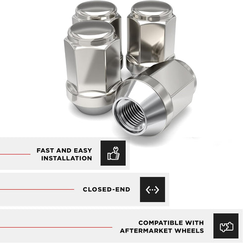 White Knight 1904ST-4 Stainless Steel Capped Acorn Lug Nut - 4 Piece...