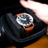Single Hard Watch travel case, Men's wristwatch smartwatch sports watch Roll Display Organizer box with custom flexible pillow fit up to 55mm face...